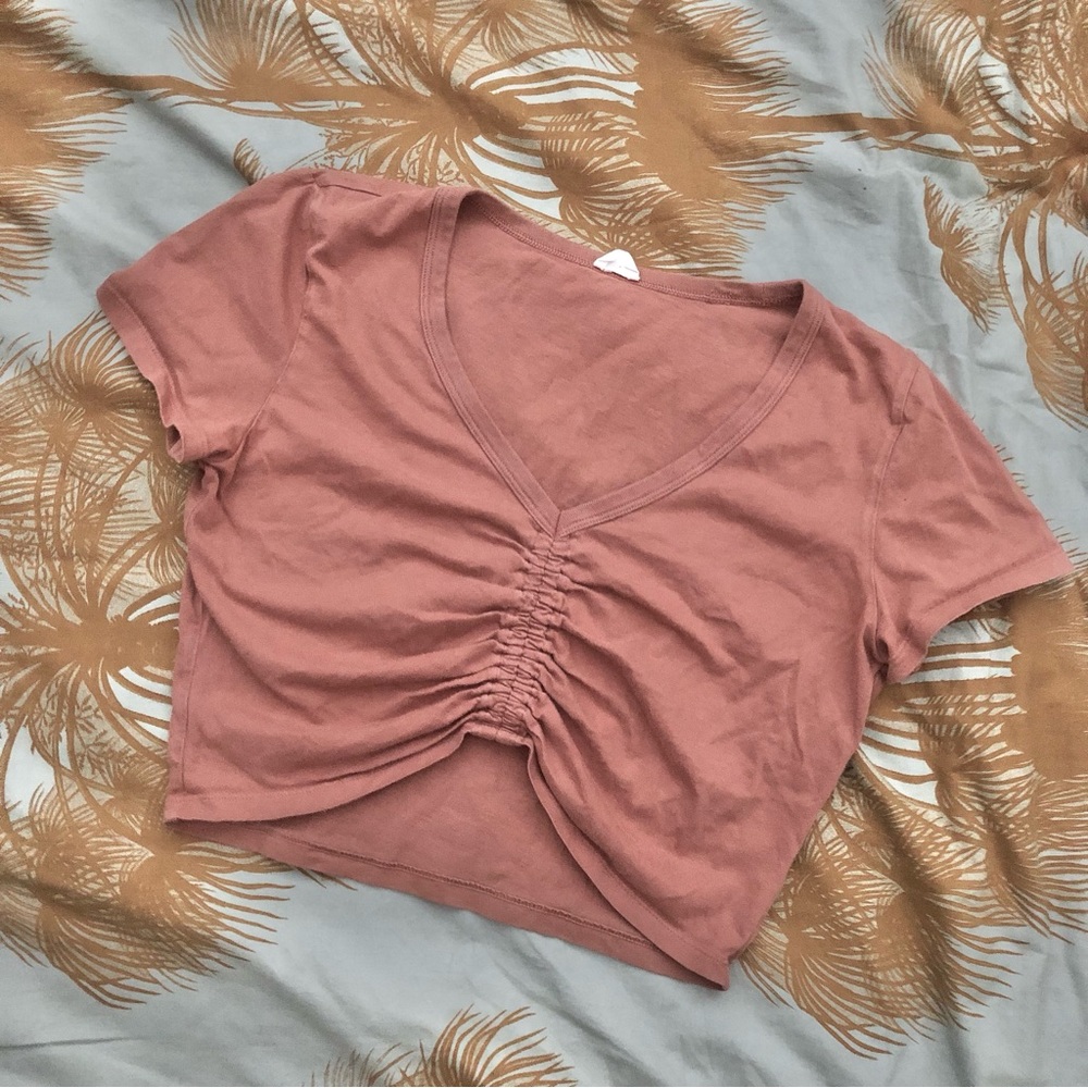 Wilfred cotton scrunch front crop top S salmon/apricot